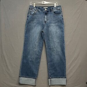 OAT New York Wide Leg Jeans Womens 8/29 Blue Wide Cuffed High Rise